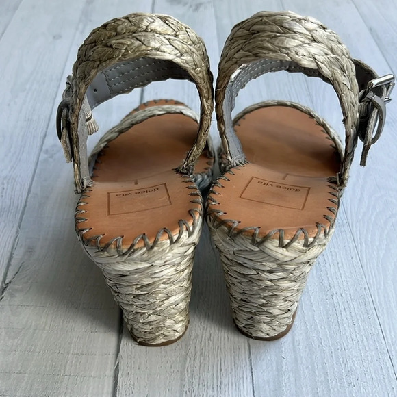 Dolce Vita Gray Raffia Wedge Heels 7.5 - Picture 7 of 13